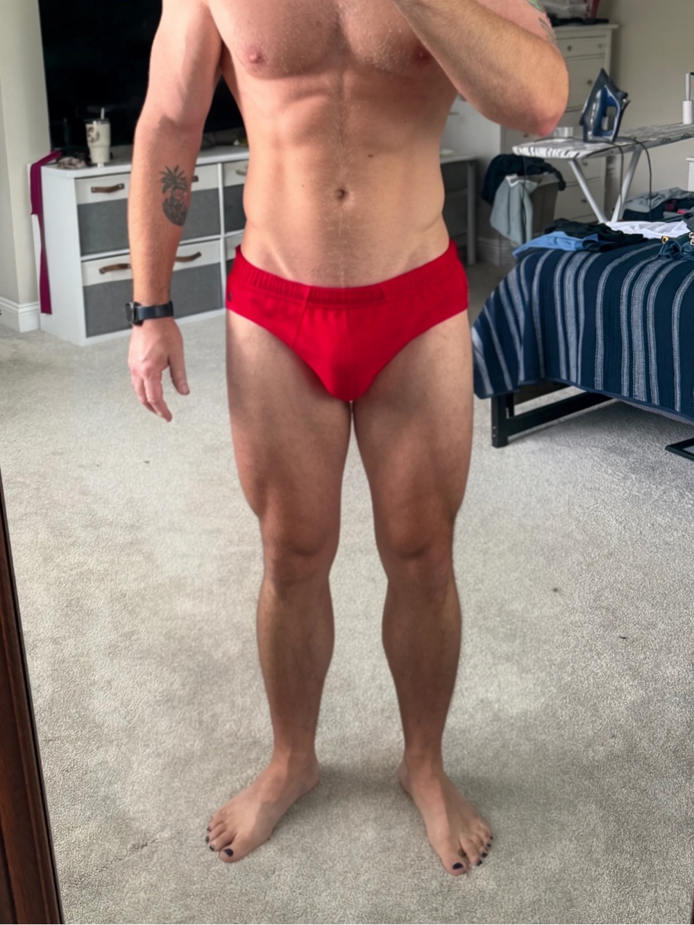 Men's Dark Red Cotton Stretch Briefs